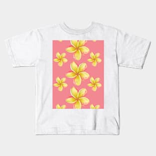 Diseño Floral en tono amarillo y rosa Kids T-Shirt